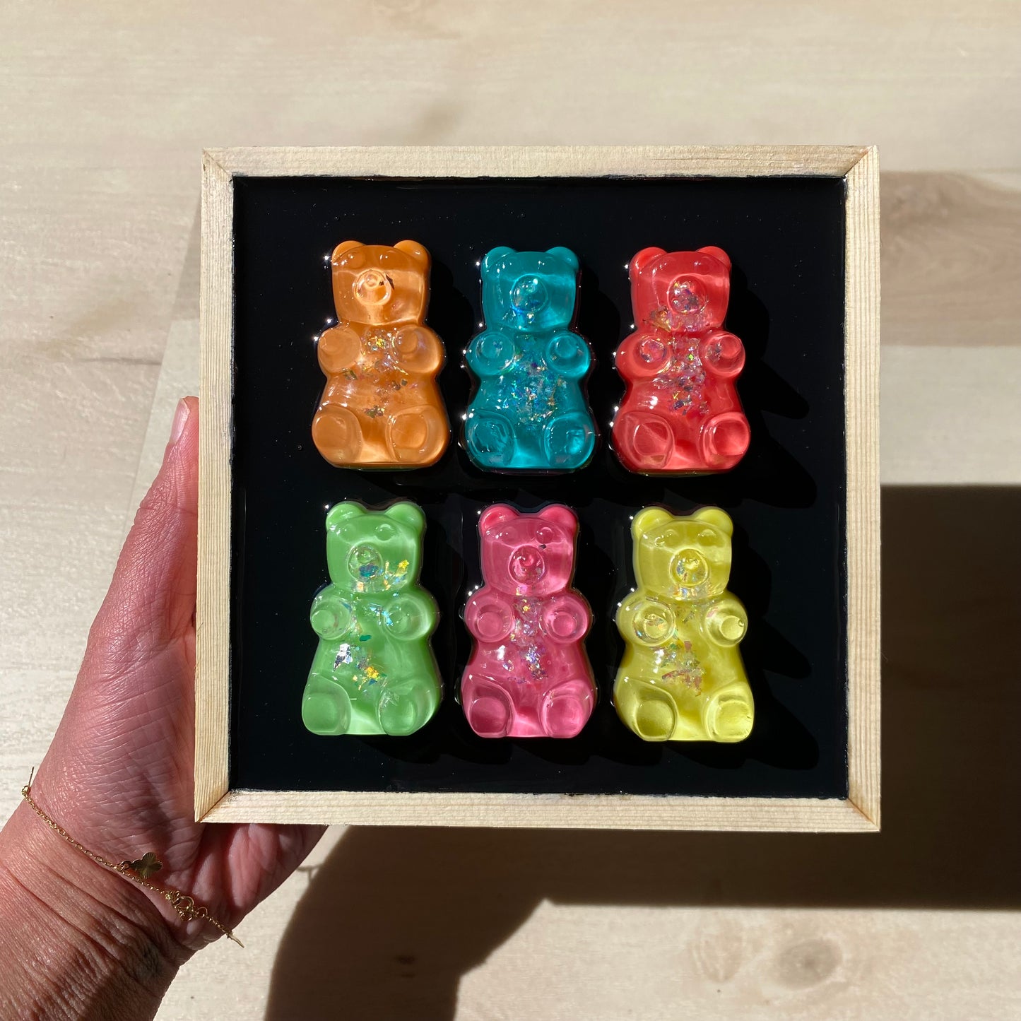 Black & Rainbow Gummy Bear Wall Art - 3D Pop Art Wall Decor