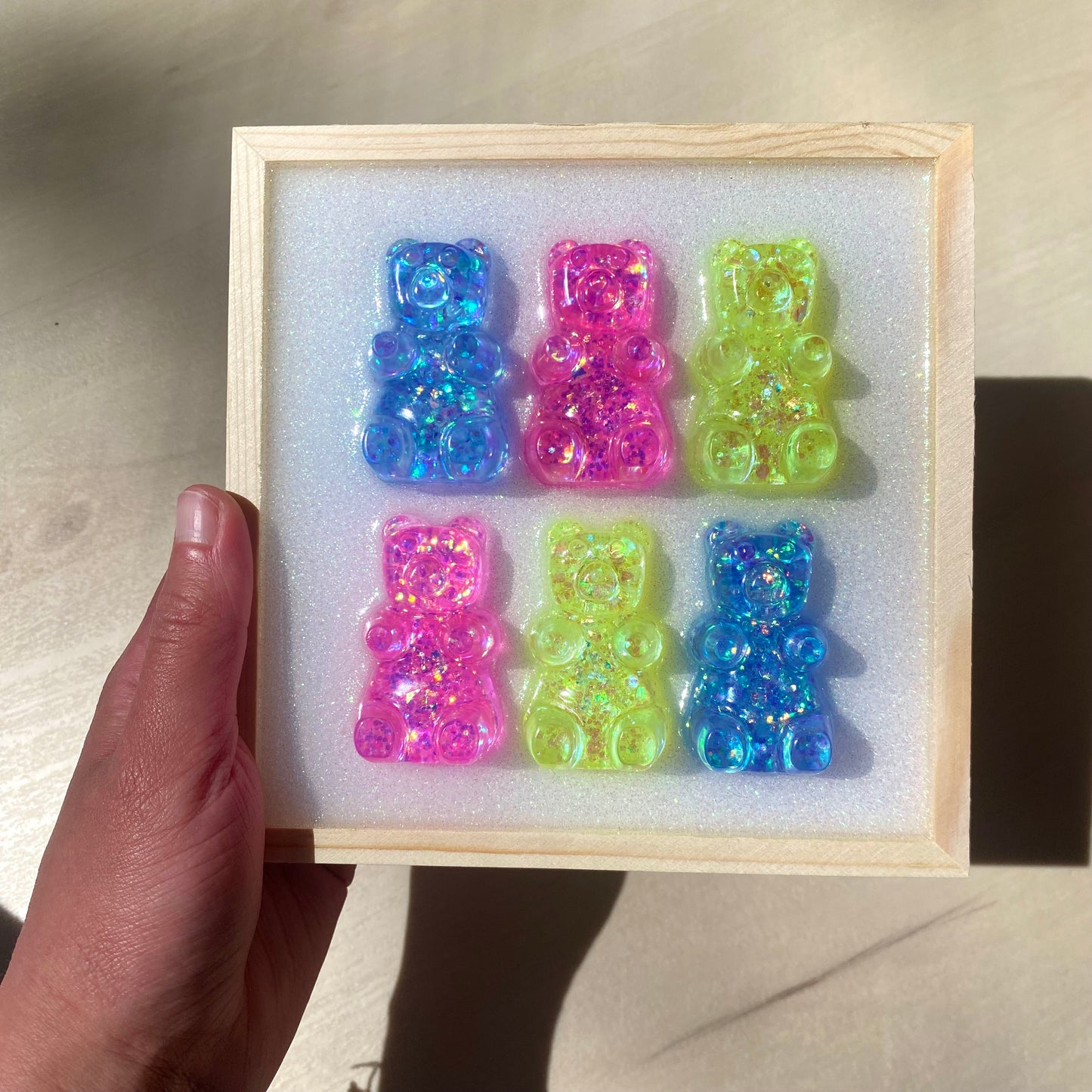 Pastel Glitter Gummy Bear Wall Art - 3D Pop Art Wall Decor