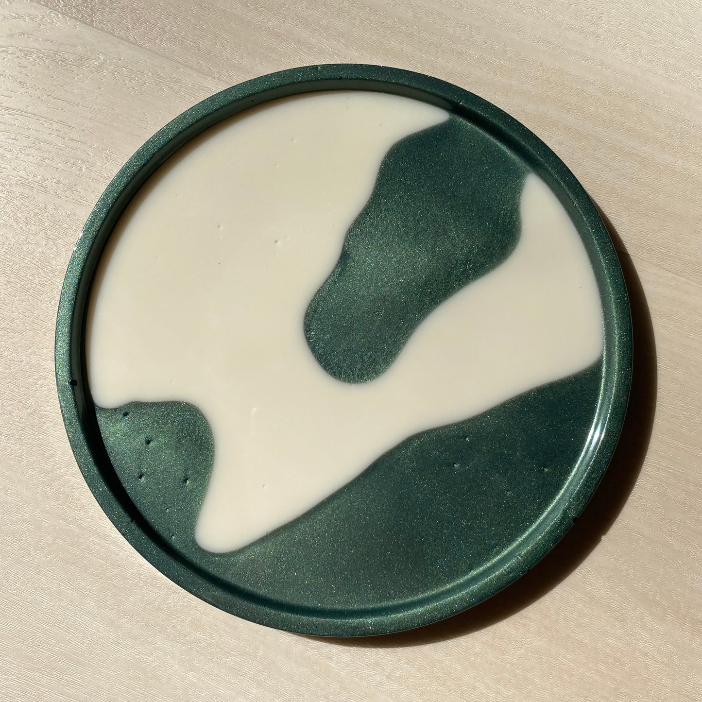 Abstract Cream & Olive Round Tray