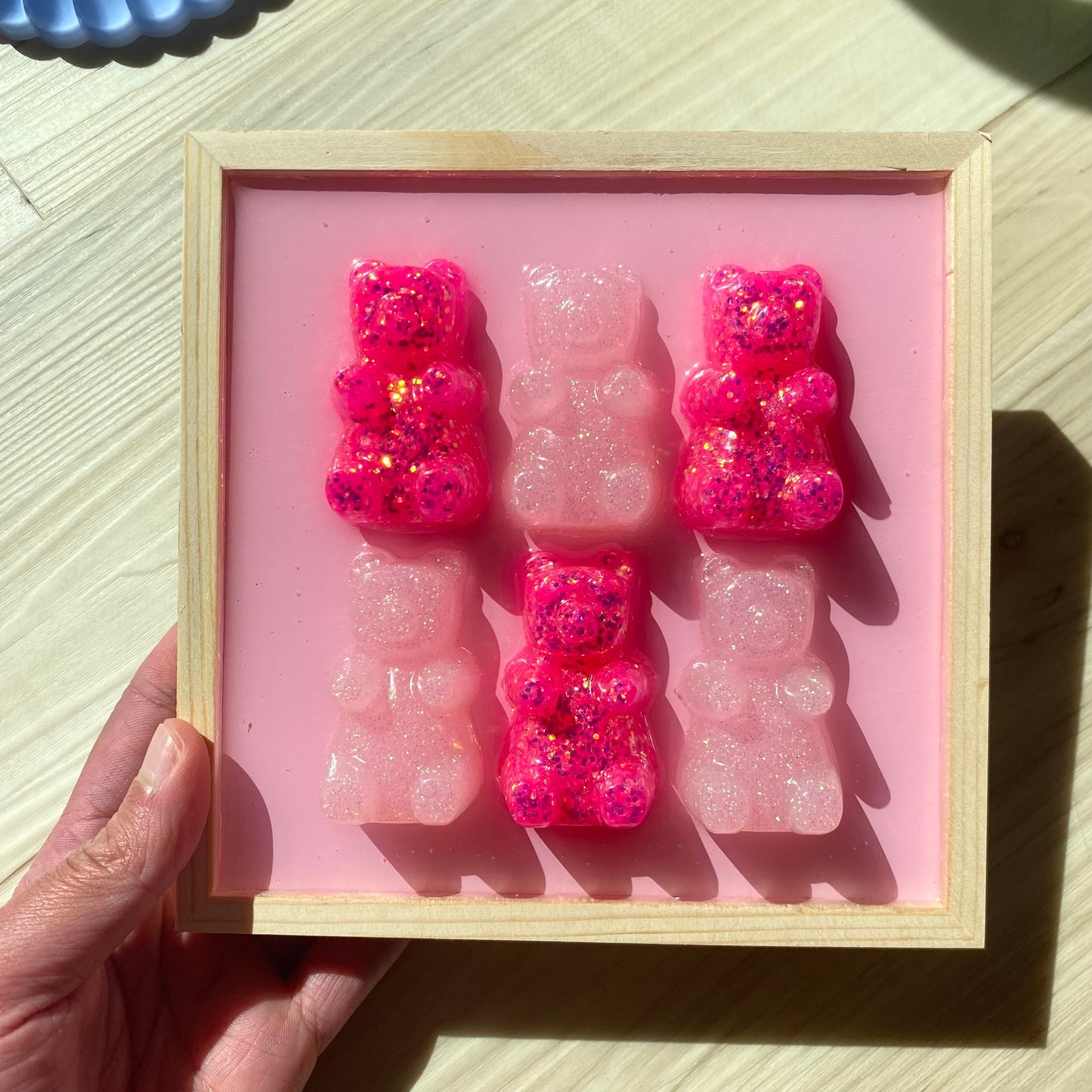 Pink Glitter Gummy Bear Wall Art - 3D Pop Art Wall Decor