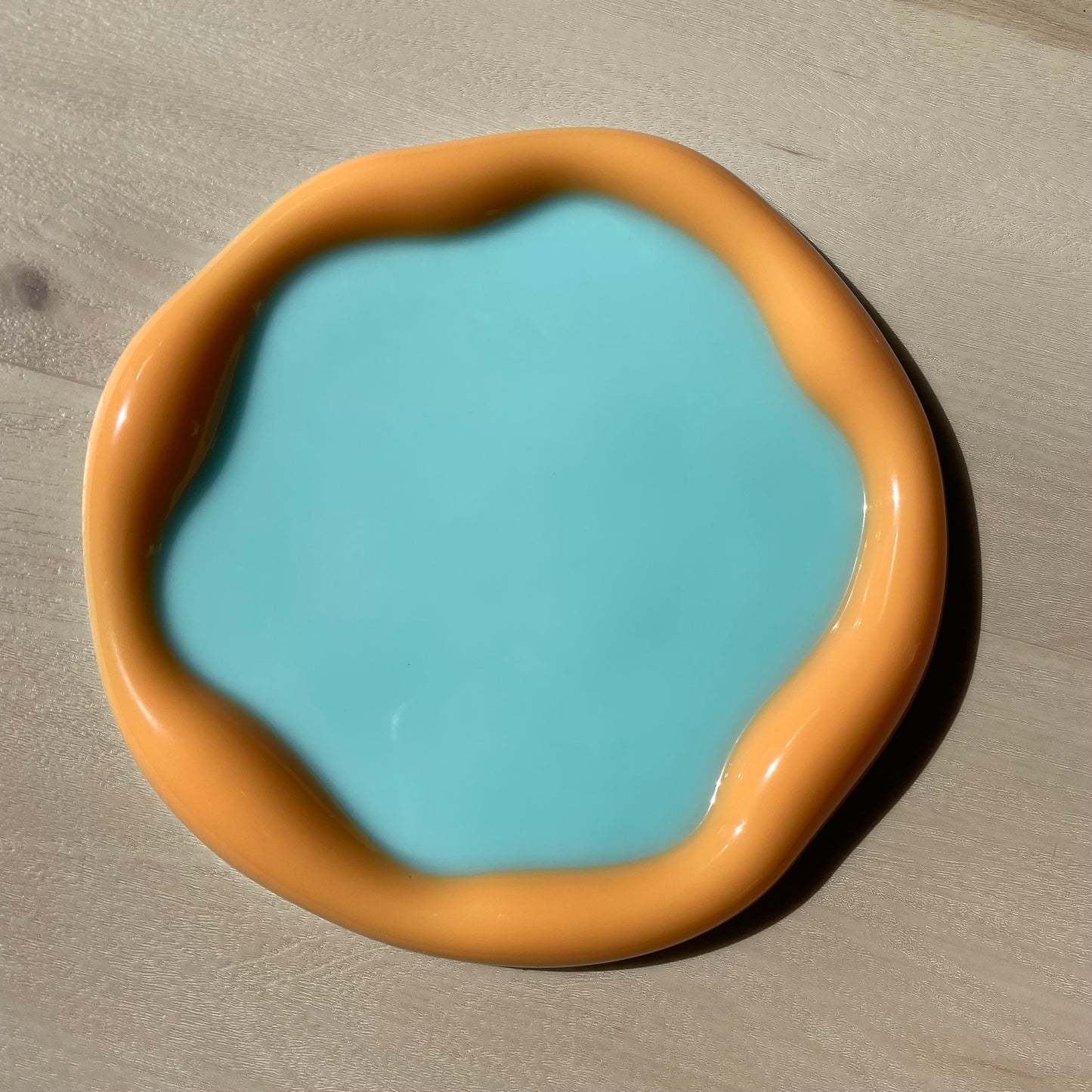 Orange &  Aqua Color Block Blob Tray