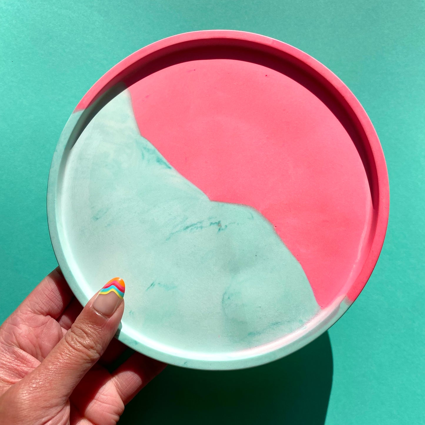 Pink & Mint Round Tray