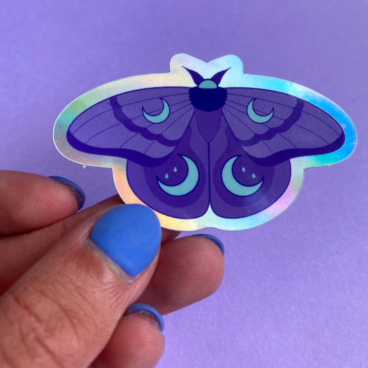 Moon Moth Sticker - Holographic Sticker