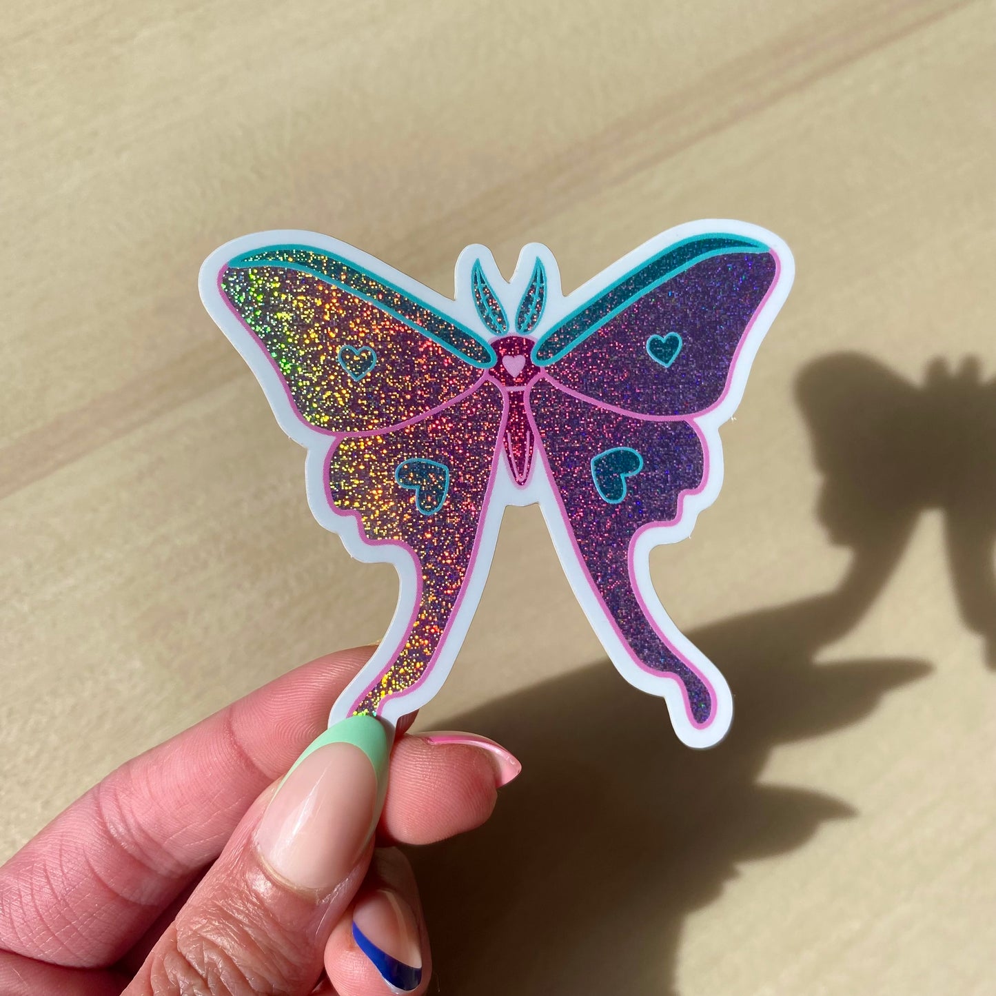 Love Luna Moth Sticker - Holographic Pixie Dust Sticker