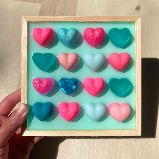 Mint & Pink Hearts Wall Art - 3D Pop Art Wall Decor