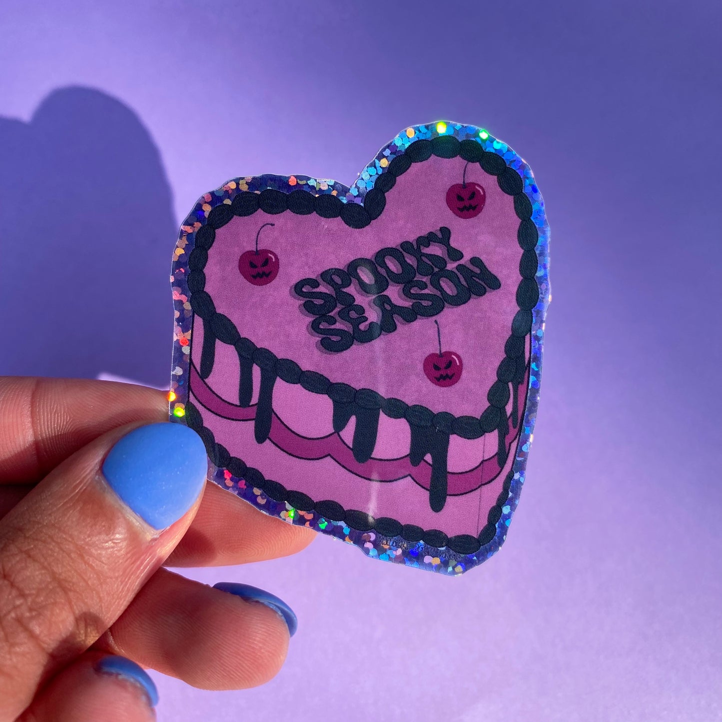 Spooky Season Cake Sticker - Halloween Sticker - Glitter Holographic Sticker