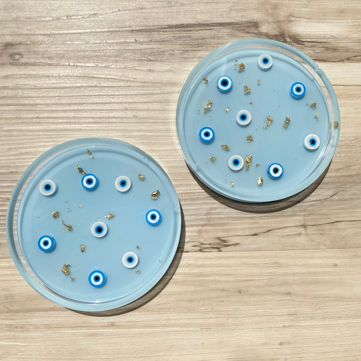 Light Blue Evil Eye Coaster Set