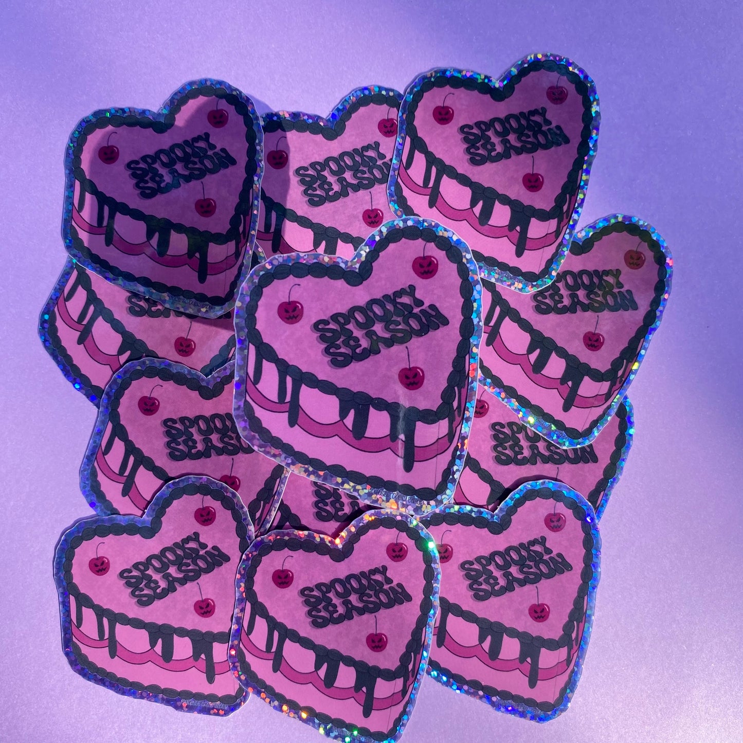 Spooky Season Cake Sticker - Halloween Sticker - Glitter Holographic Sticker