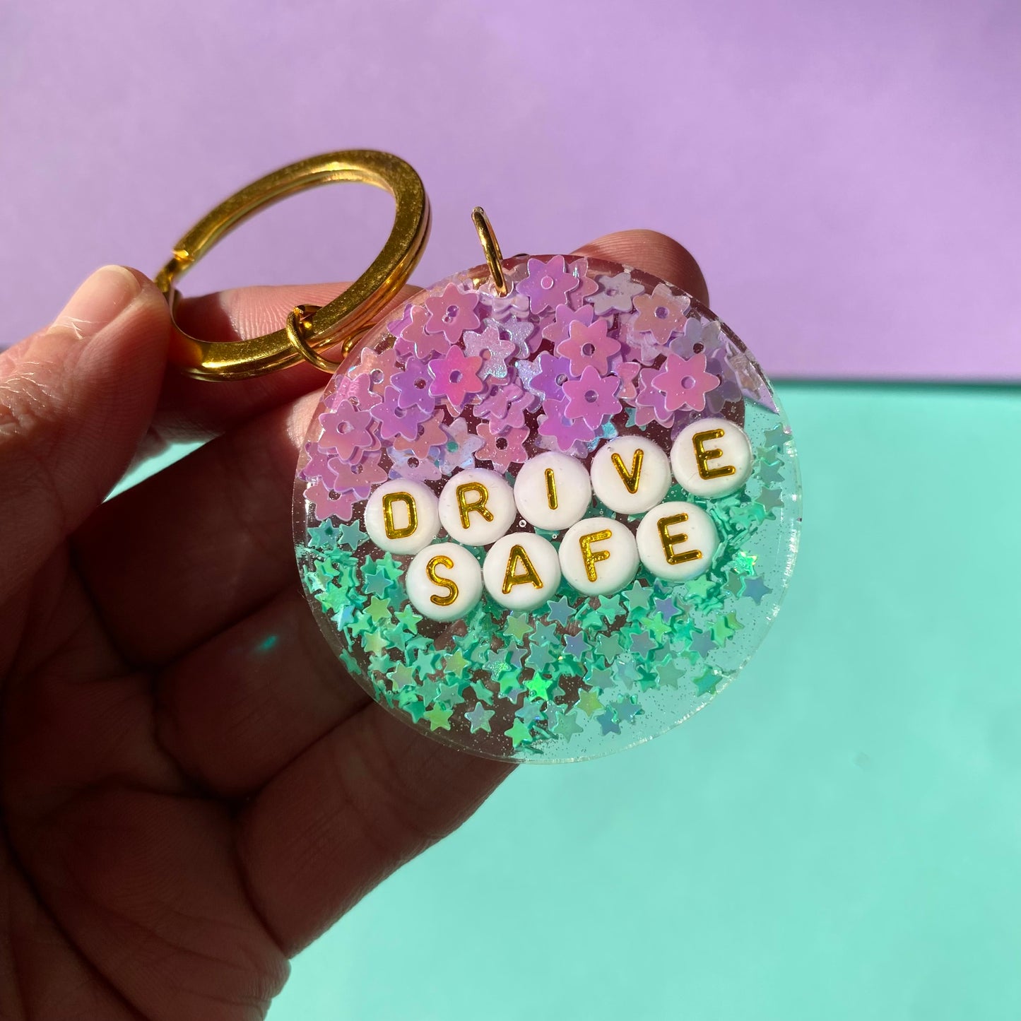 Glitter Key Chains - Gold Key Rings