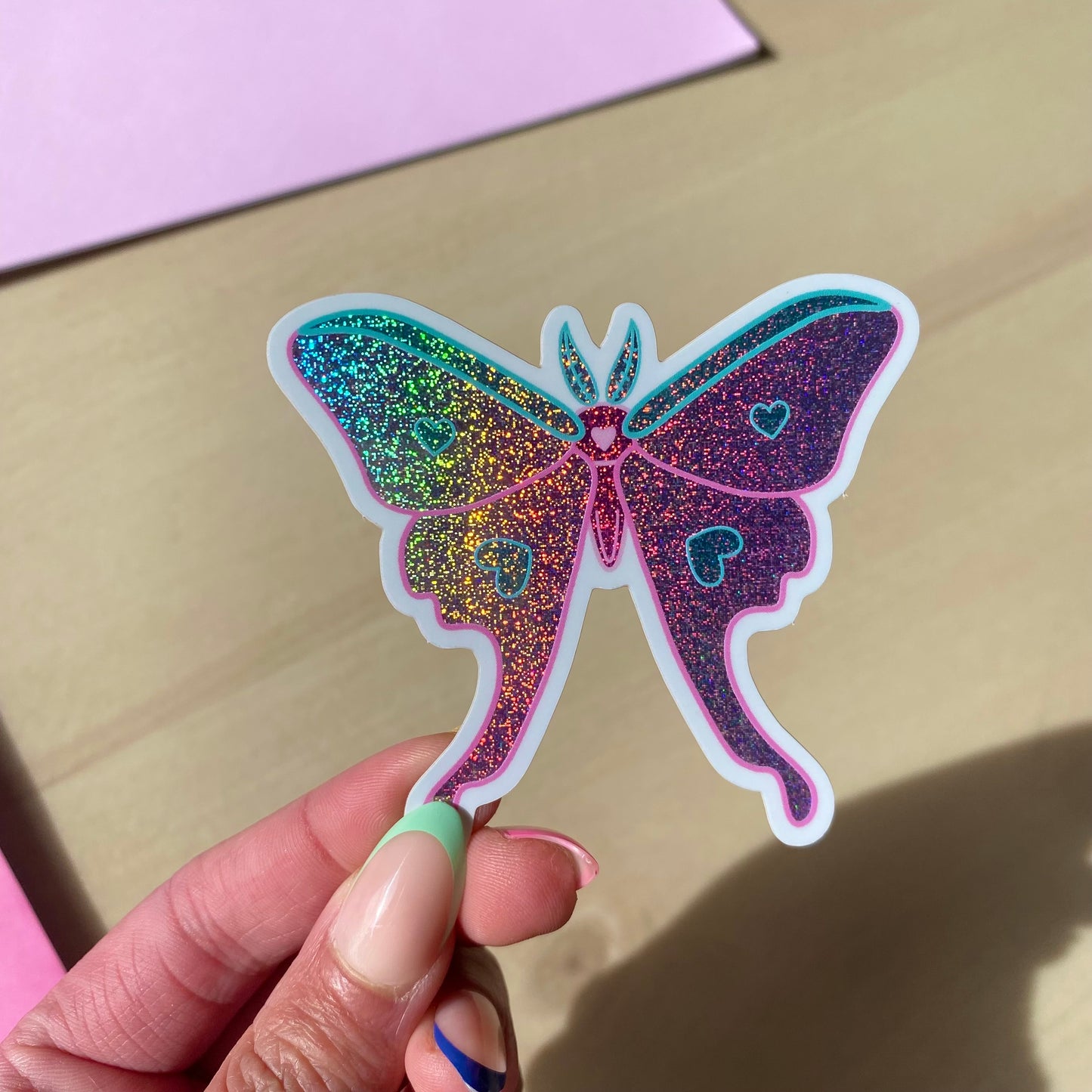 Love Luna Moth Sticker - Holographic Pixie Dust Sticker