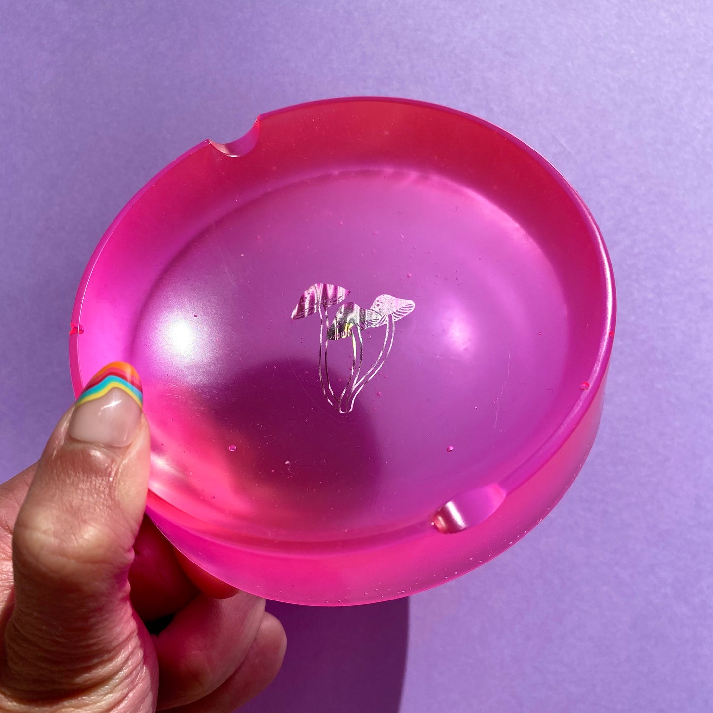 Neon Pink Mushroom Ash Tray