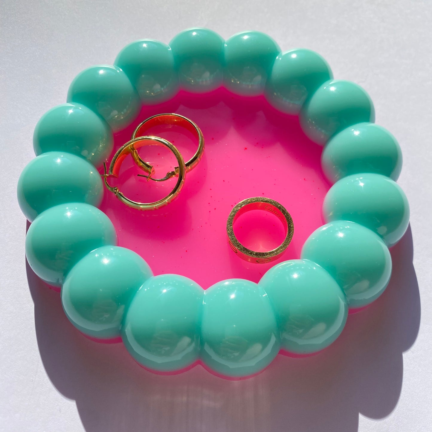 Aqua & Pink Bubble Trinket Dish