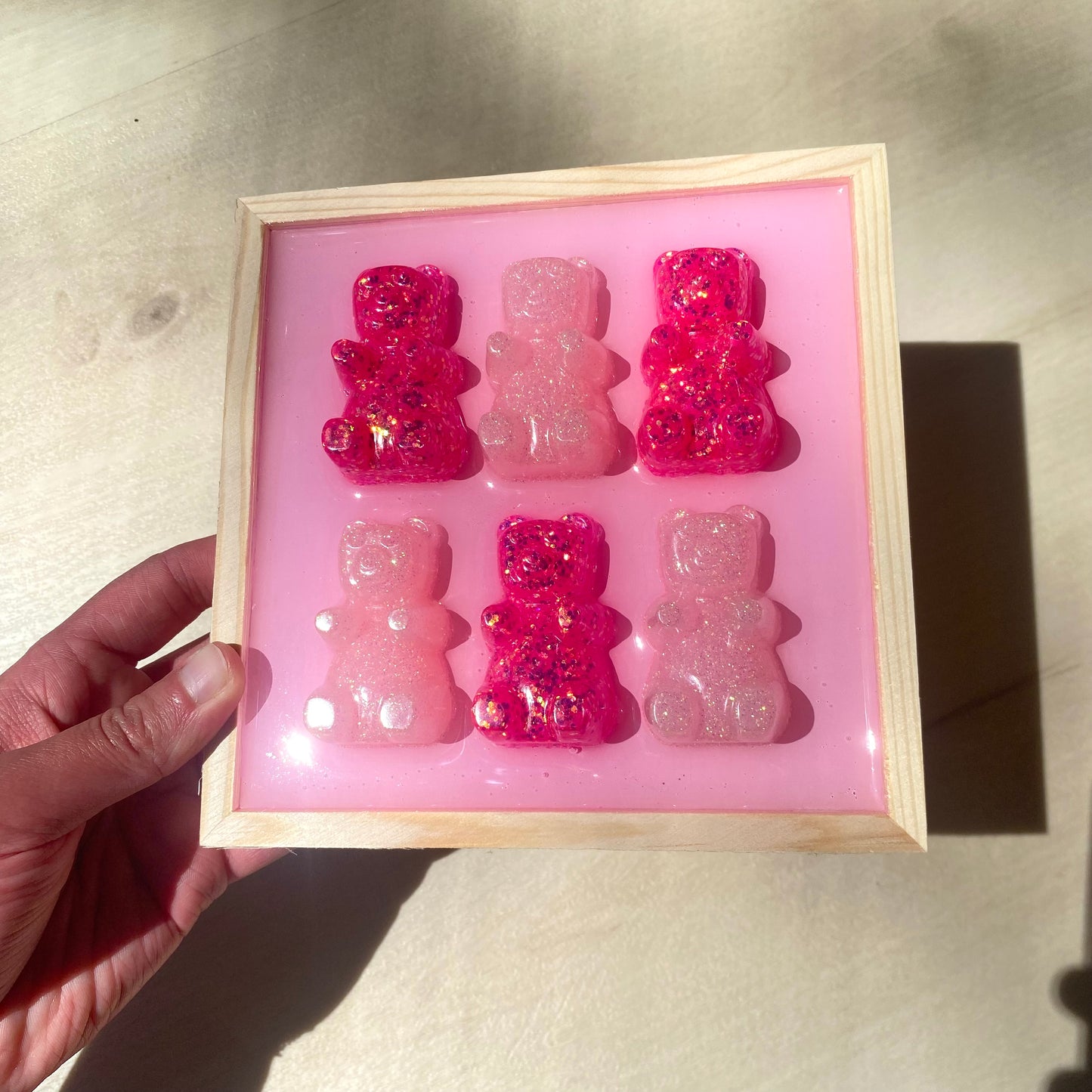 Pink Glitter Gummy Bear Wall Art - 3D Pop Art Wall Decor