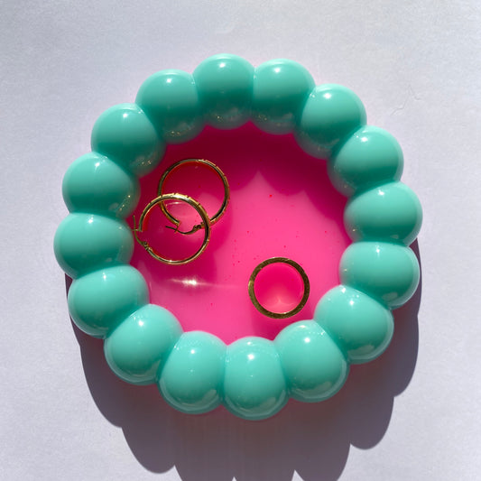 Aqua & Pink Bubble Trinket Dish