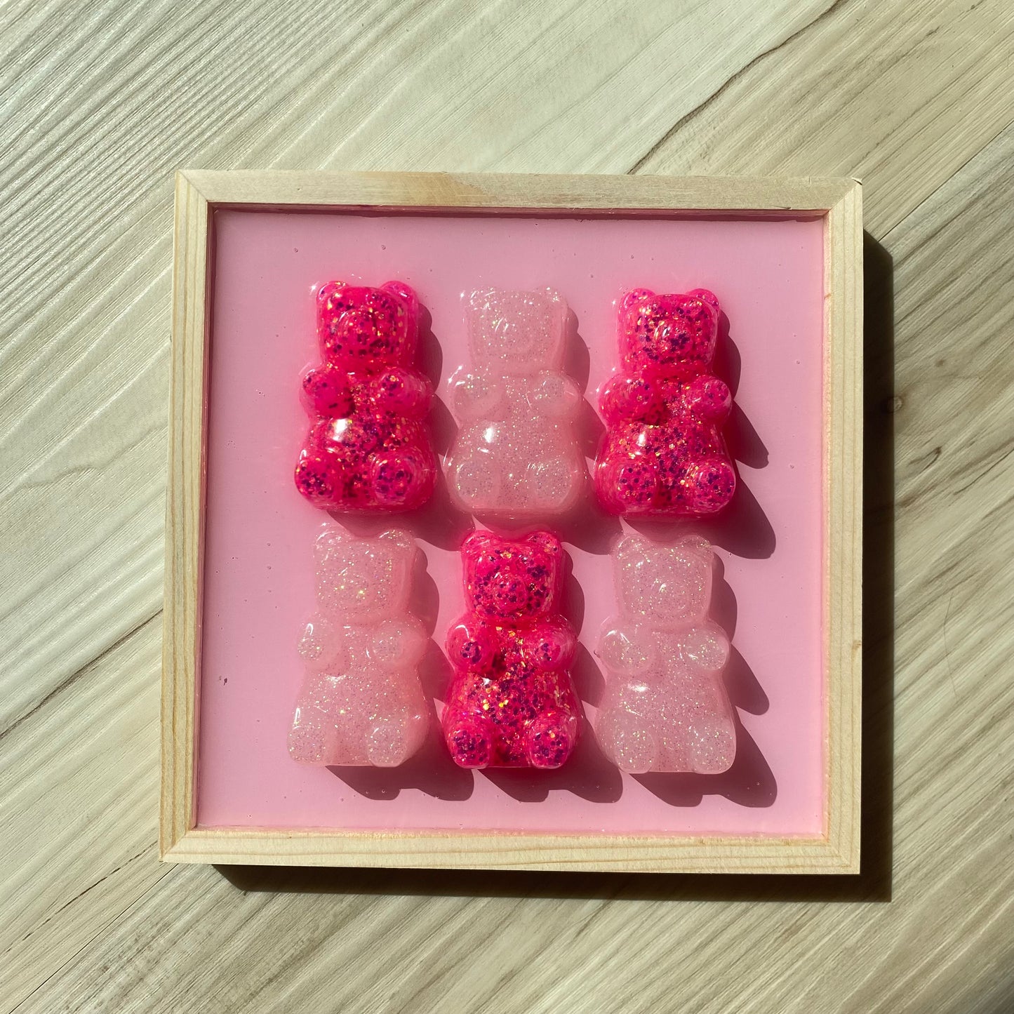 Pink Glitter Gummy Bear Wall Art - 3D Pop Art Wall Decor