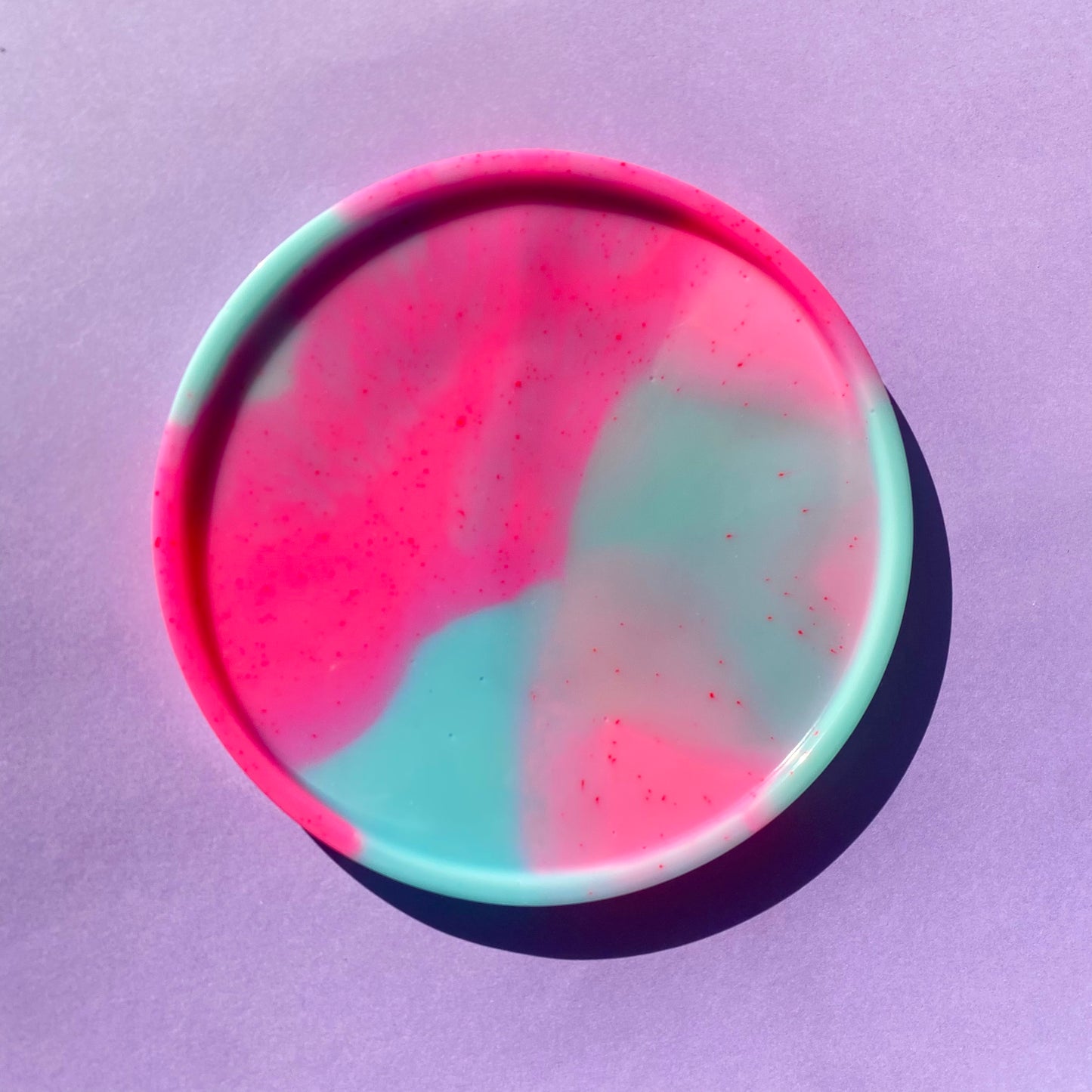 Neon Pink & Blue Round Tray