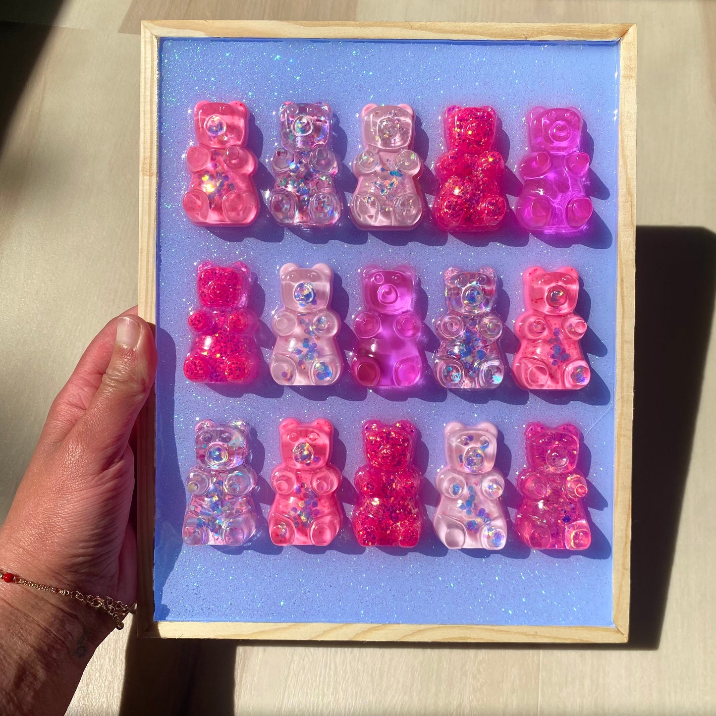 Periwinkle & Pink Gummy Bear Wall Art - 3D Pop Art Wall Decor