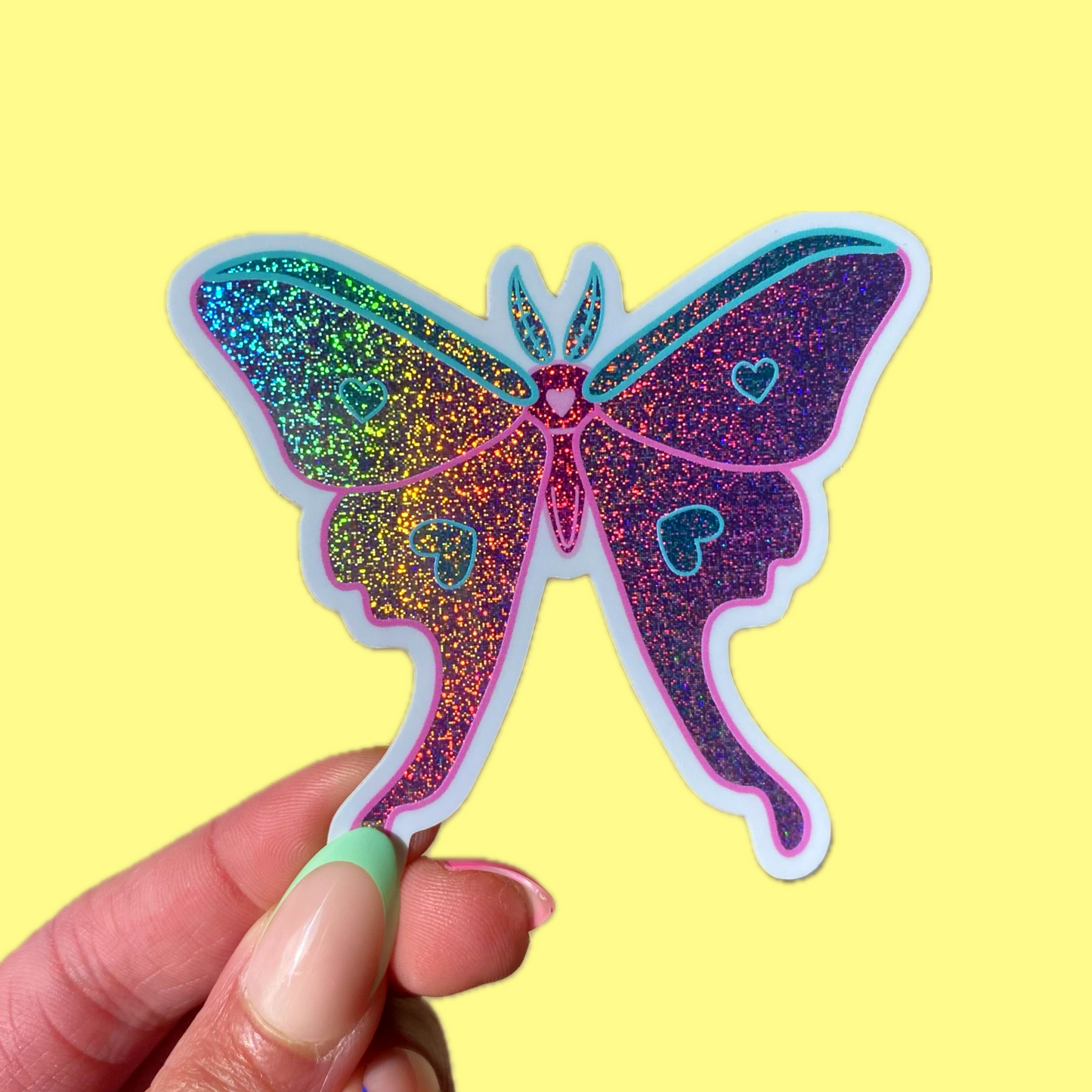 Love Luna Moth Sticker - Holographic Pixie Dust Sticker