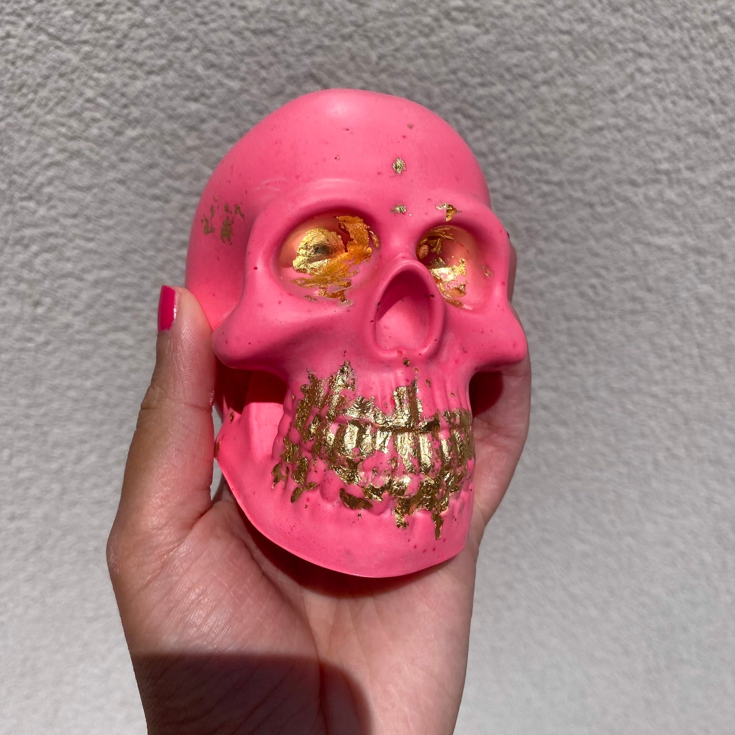 Pink & Gold Decorative Skull - Maximalist Home Decor