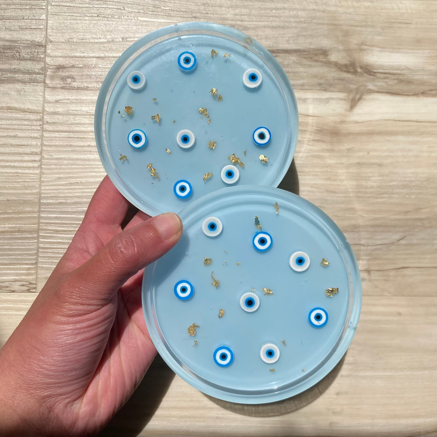 Light Blue Evil Eye Coaster Set