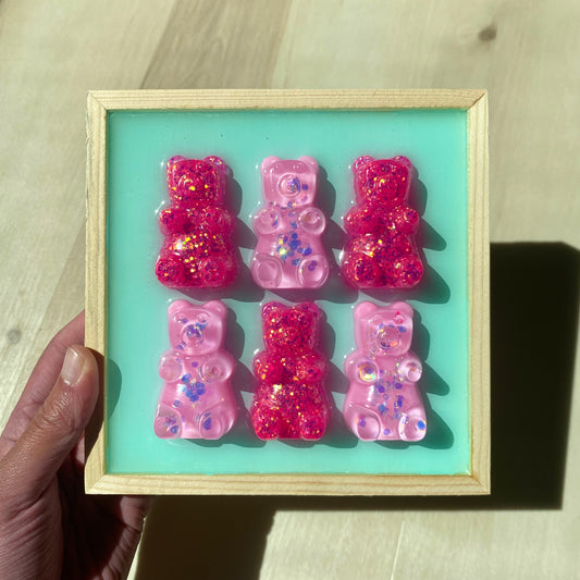 Pink & Mint Gummy Bear Wall Art - 3D Pop Art Wall Decor