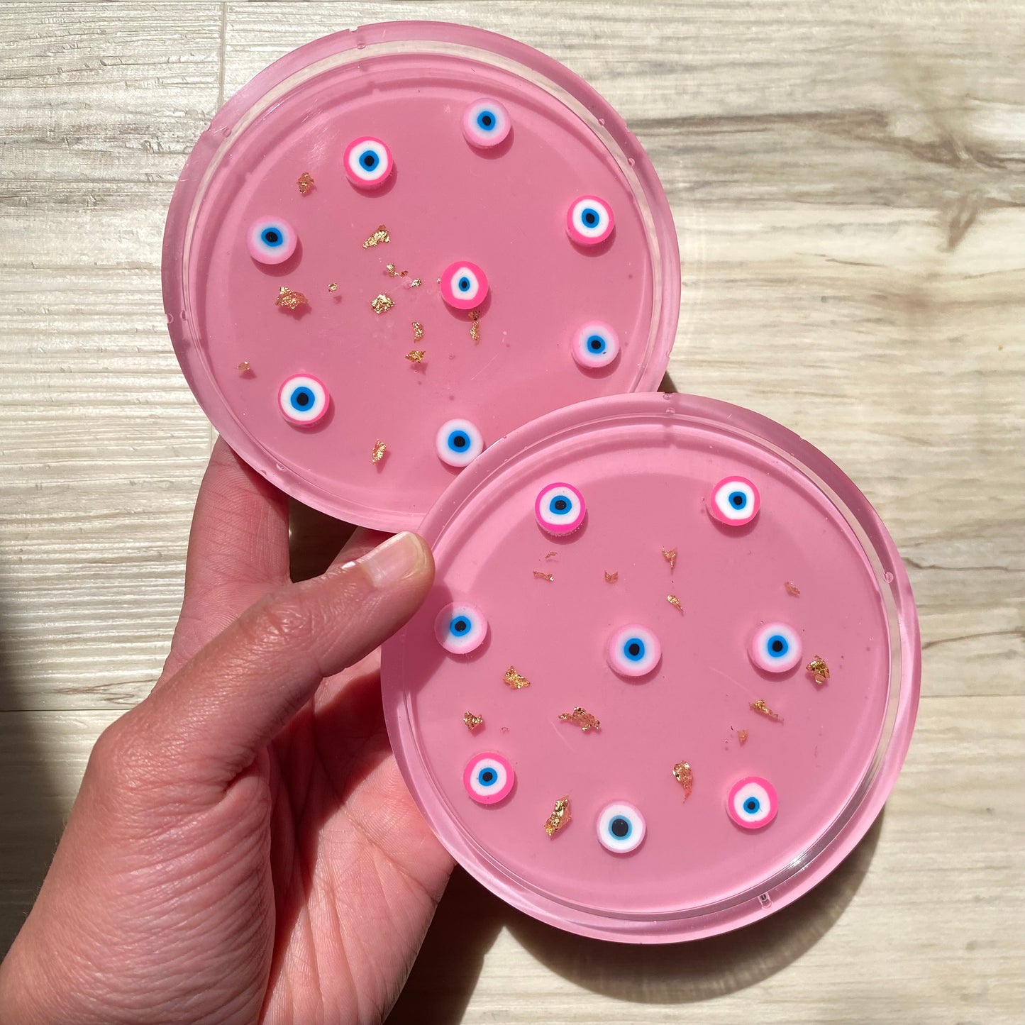 Pink Evil Eye Coaster Set