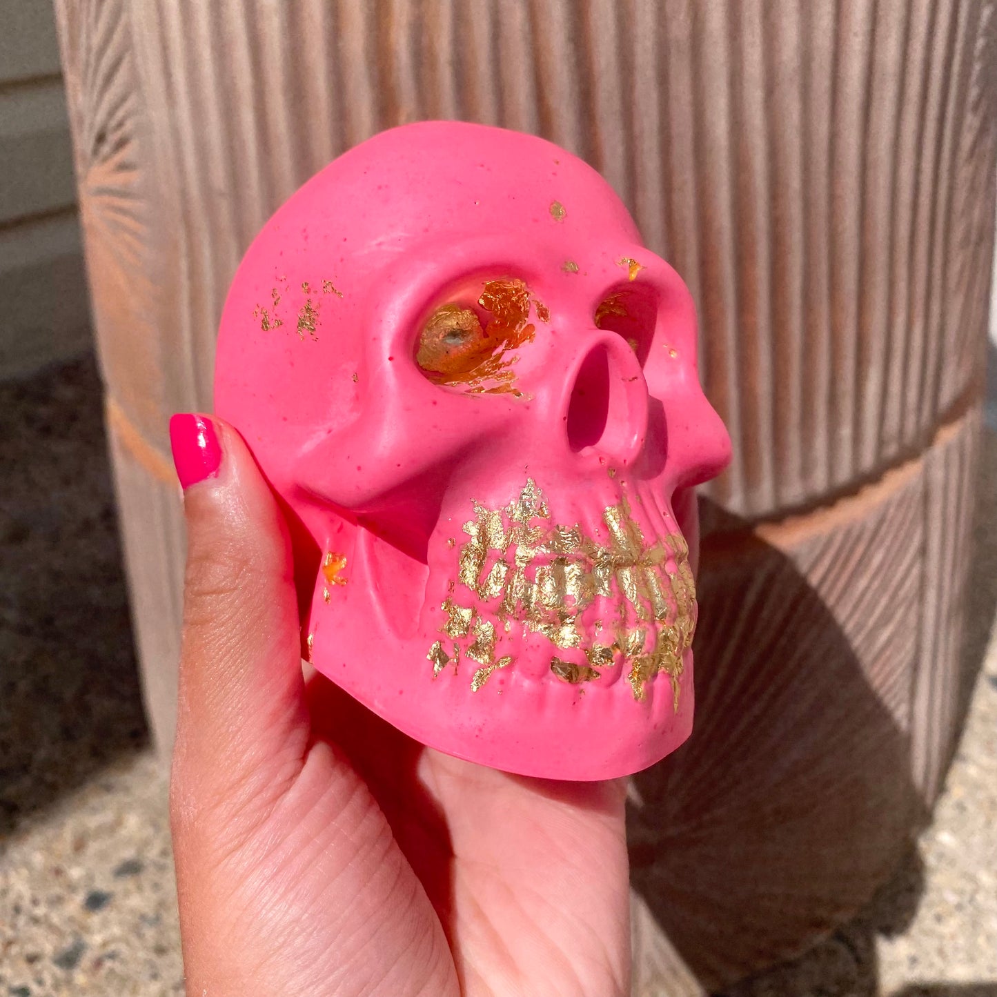 Pink & Gold Decorative Skull - Maximalist Home Decor