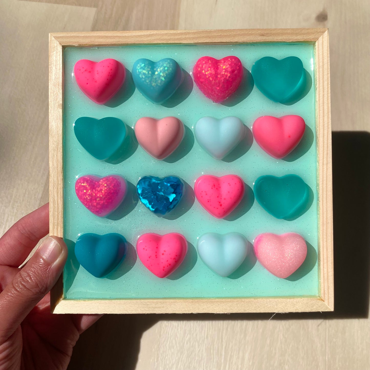 Mint & Pink Hearts Wall Art - 3D Pop Art Wall Decor