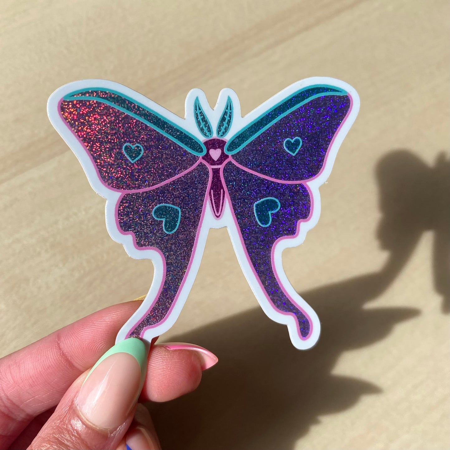 Love Luna Moth Sticker - Holographic Pixie Dust Sticker