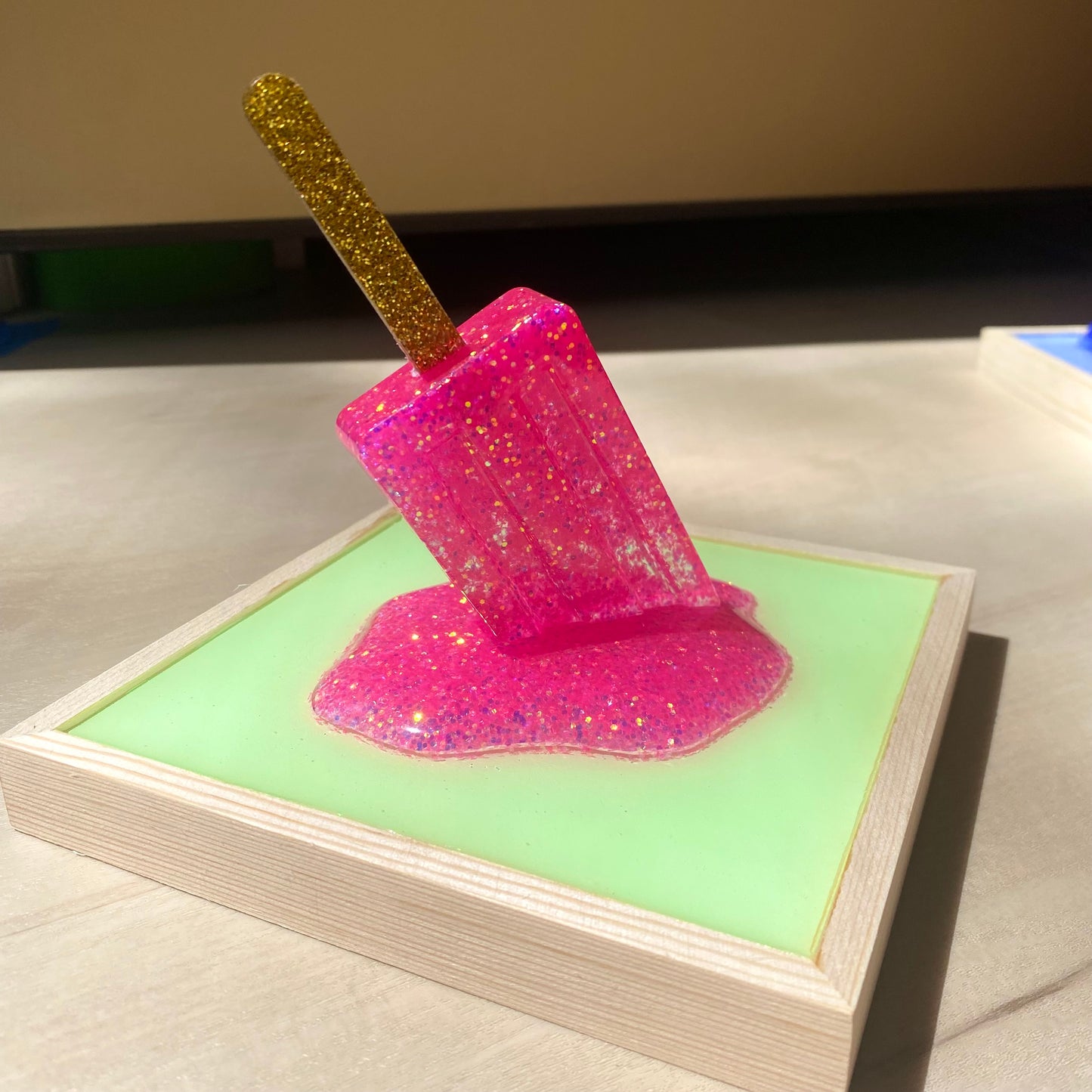 Melting Pink Glitter Popsicle Wall Art - 3D Pop Art Wall Decor