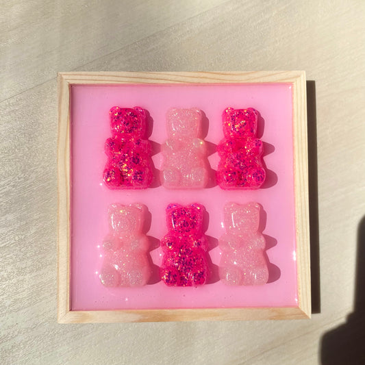 Pink Glitter Gummy Bear Wall Art - 3D Pop Art Wall Decor