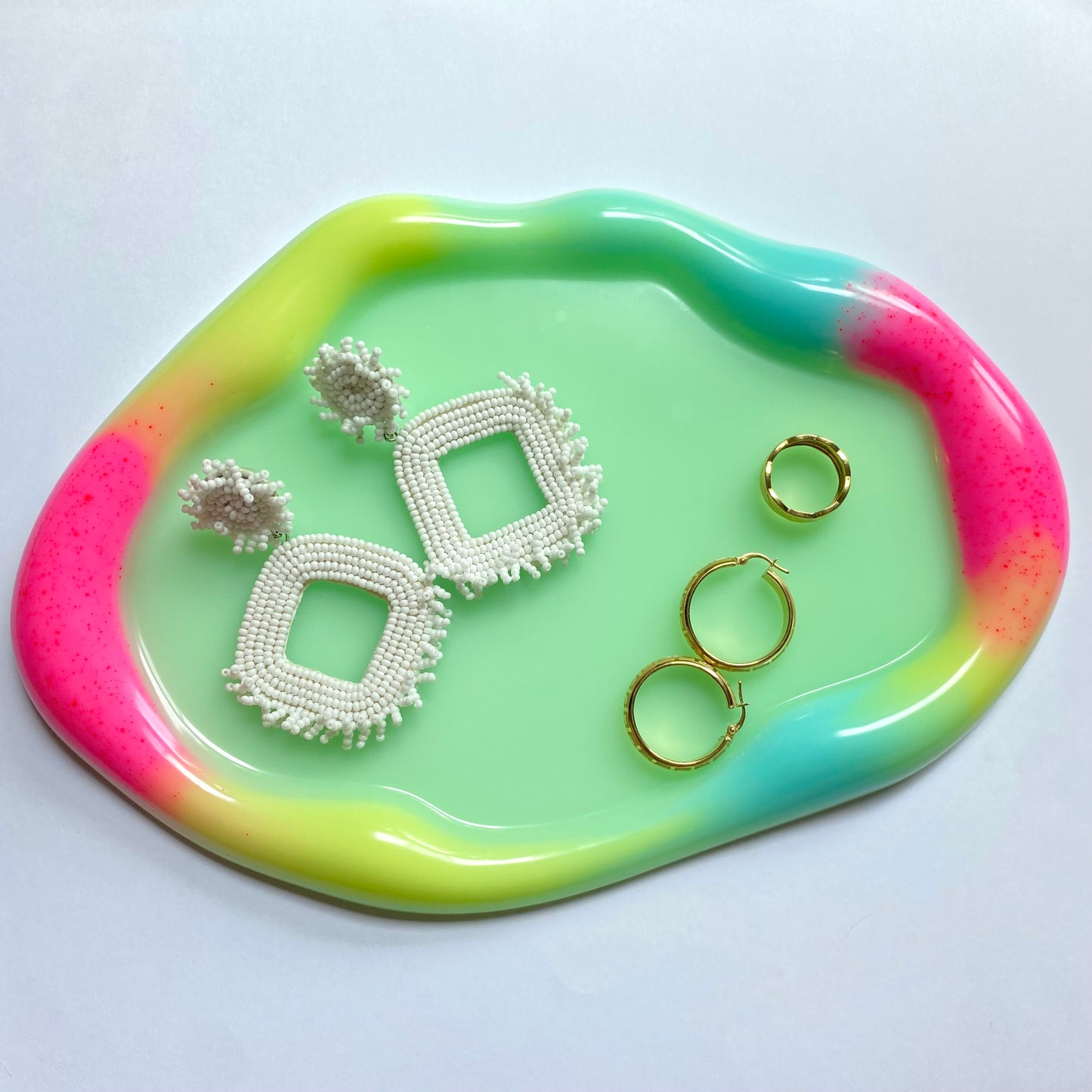 Rainbow & Pale Green Blob Tray