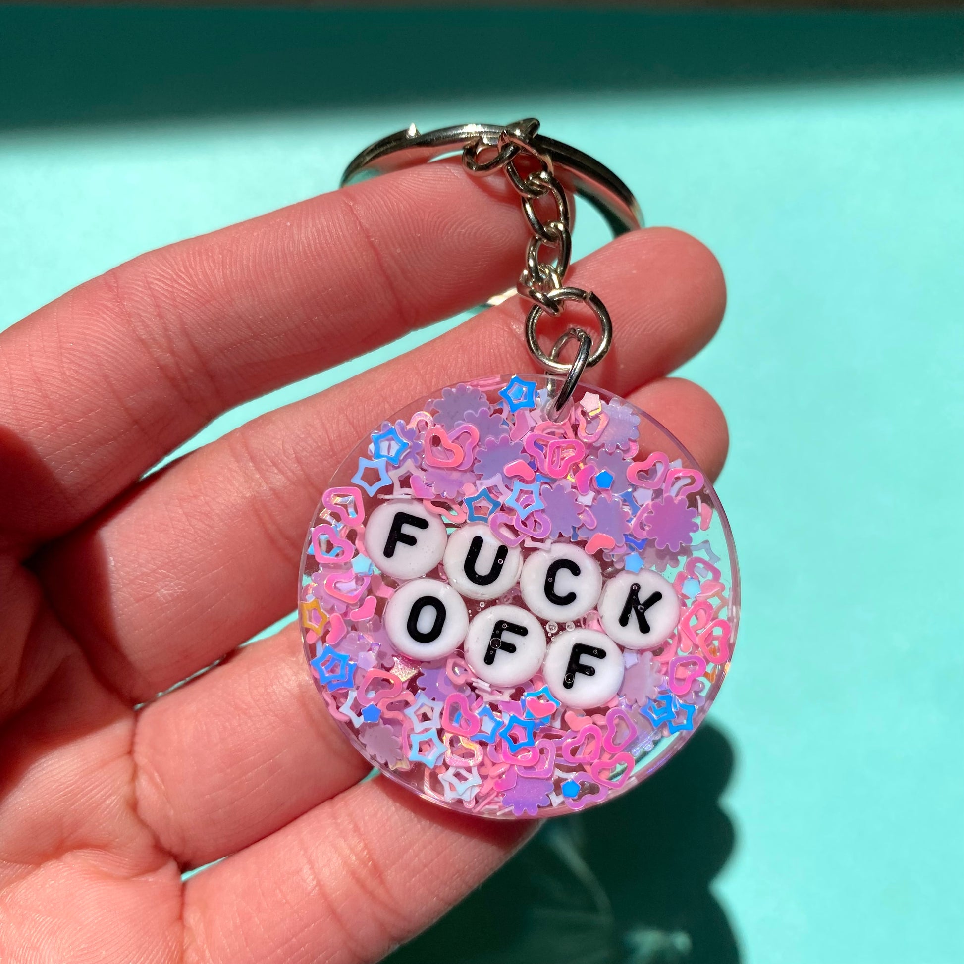 "Fuck off Glitter Keychain"