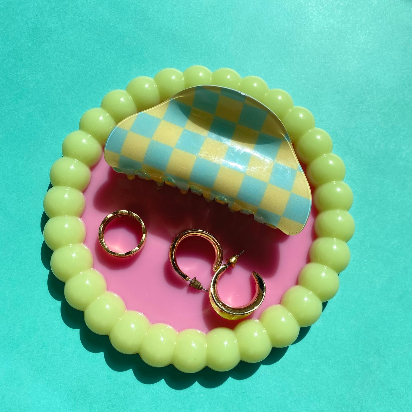 Yellow & Pink Color Block Trinket Dish