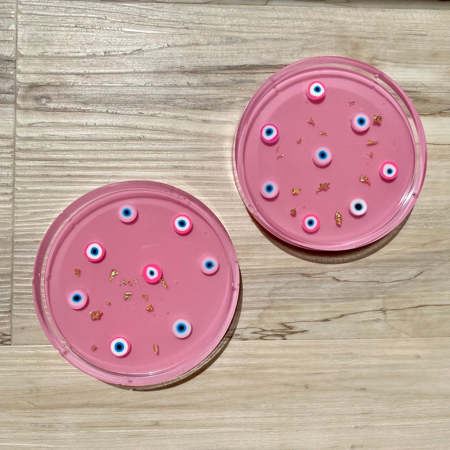 Pink Evil Eye Coaster Set