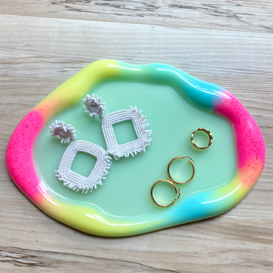 Rainbow & Pale Green Blob Tray