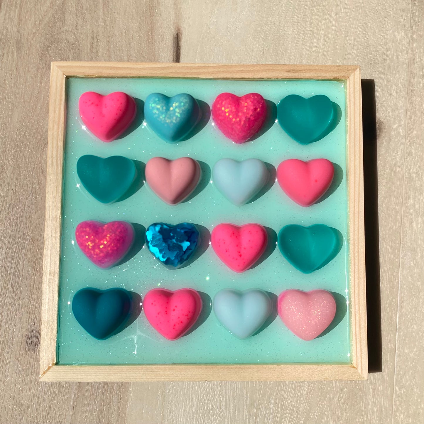 Mint & Pink Hearts Wall Art - 3D Pop Art Wall Decor