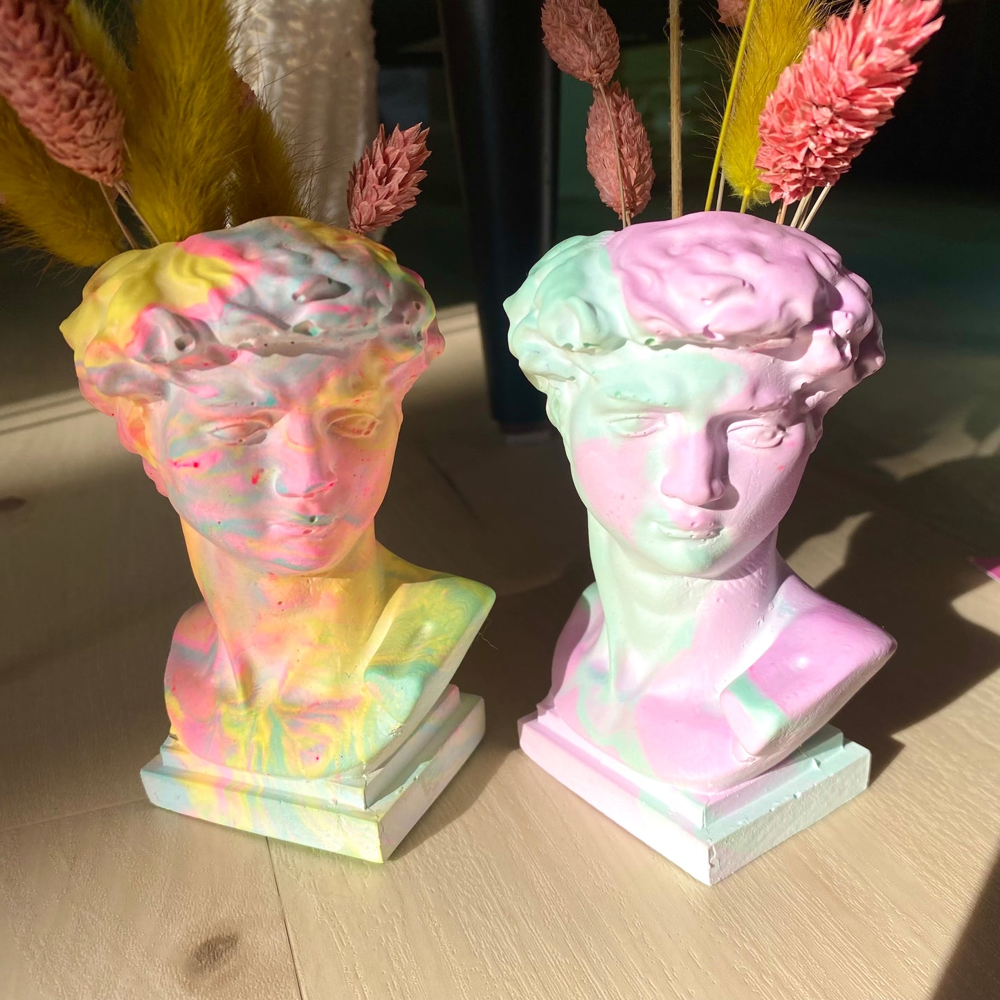 Colorful David Statue Vases