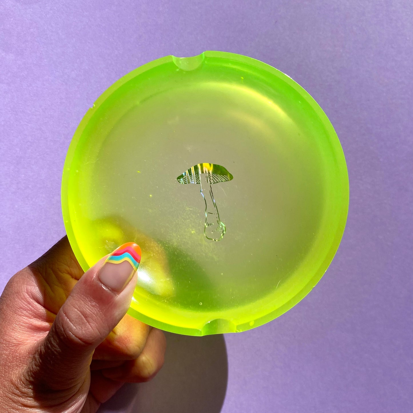 Neon Yellow Mushroom Ash Tray