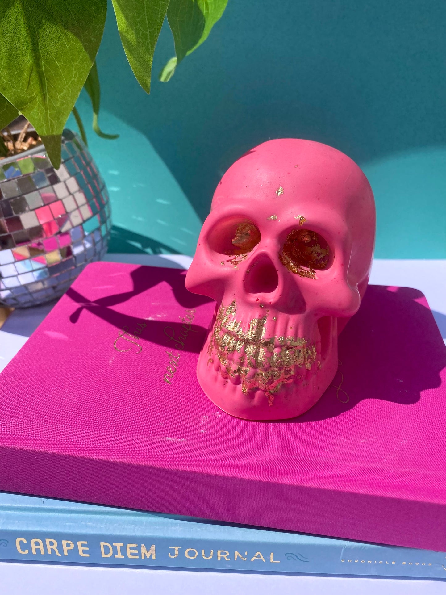 Pink & Gold Decorative Skull - Maximalist Home Decor