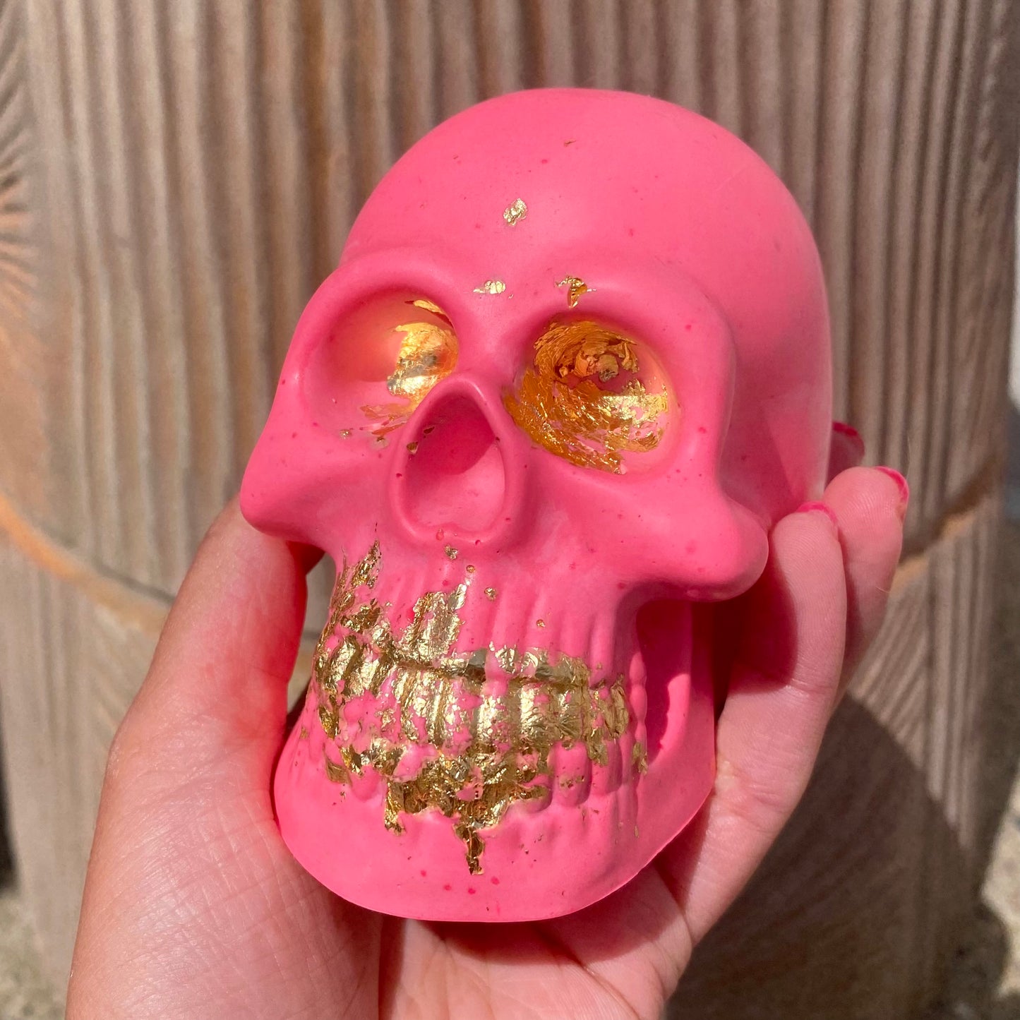 Pink & Gold Decorative Skull - Maximalist Home Decor