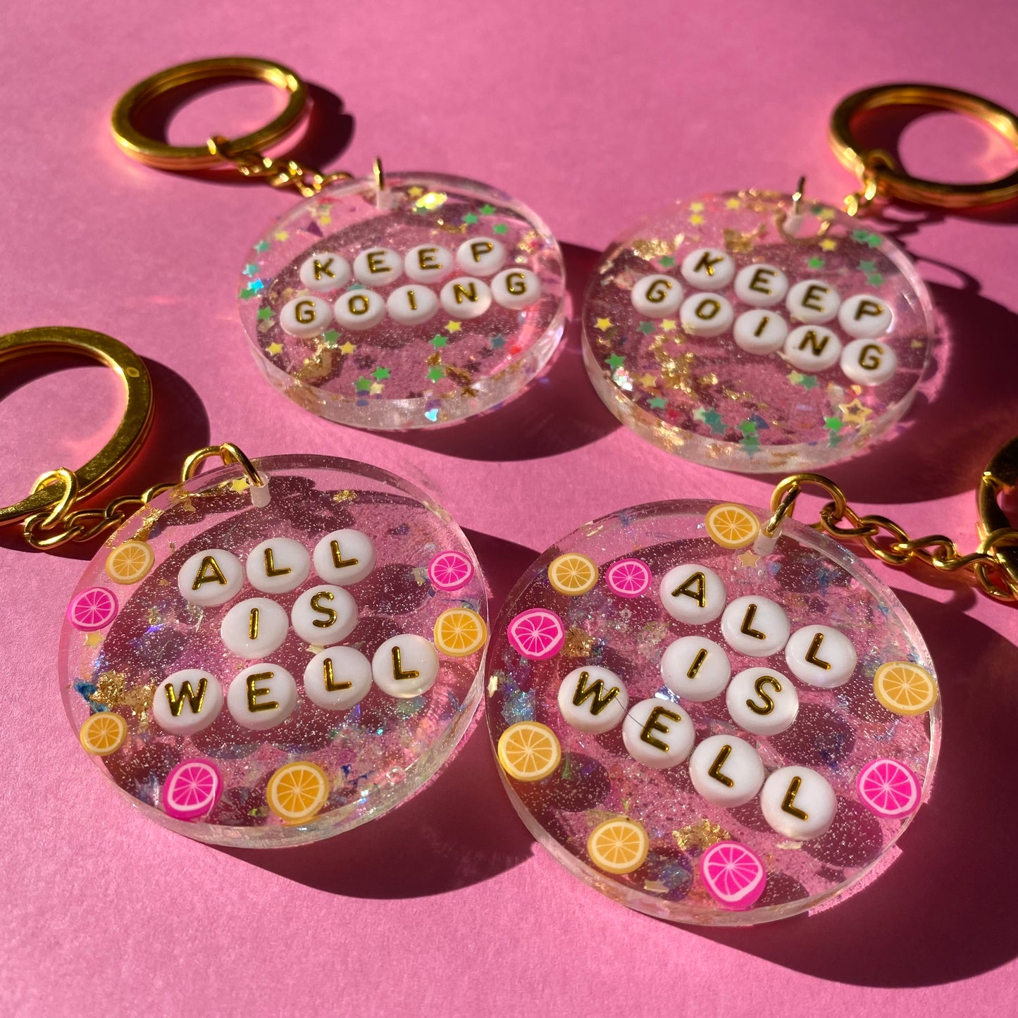 Clear & Gold Word Key Chains