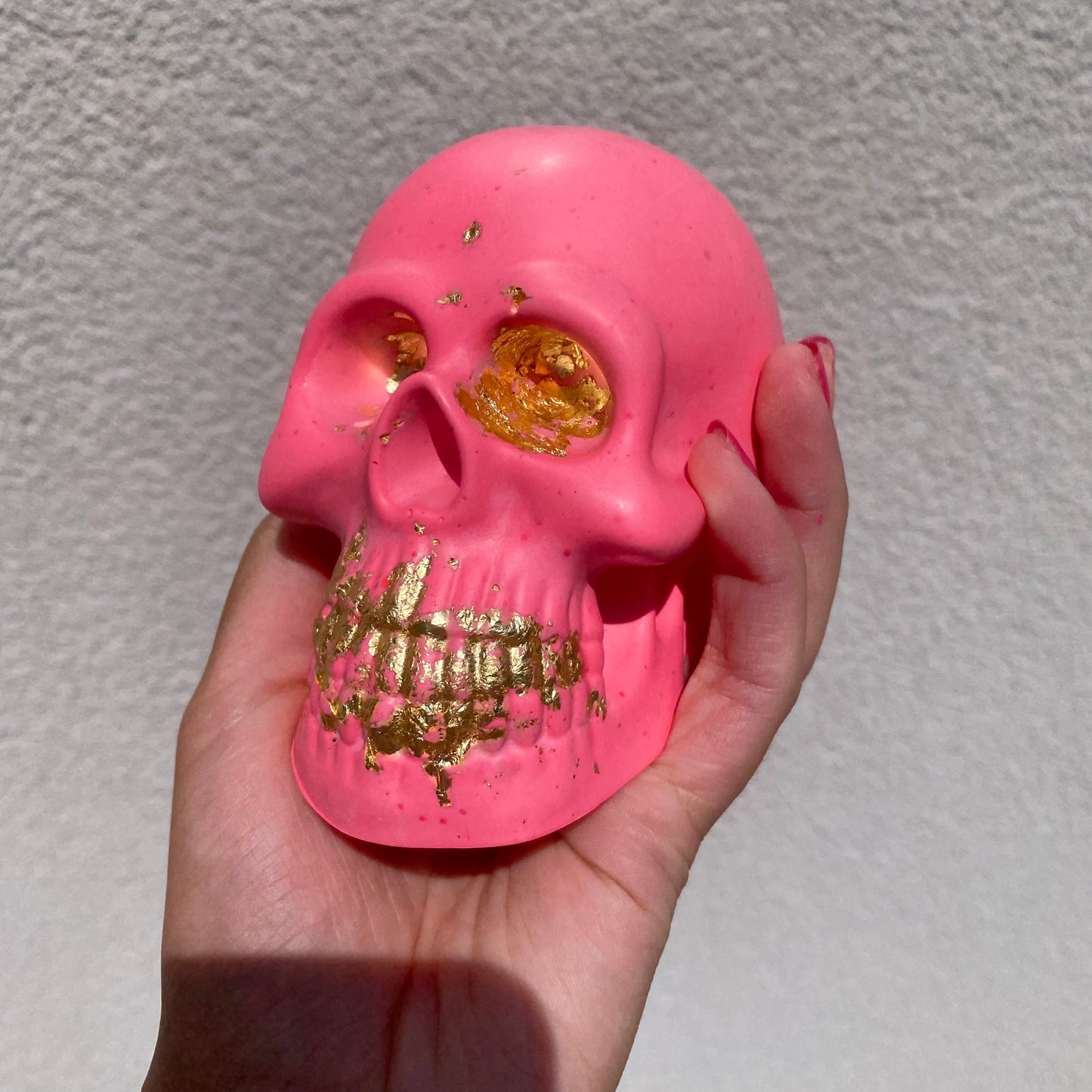 Pink & Gold Decorative Skull - Maximalist Home Decor