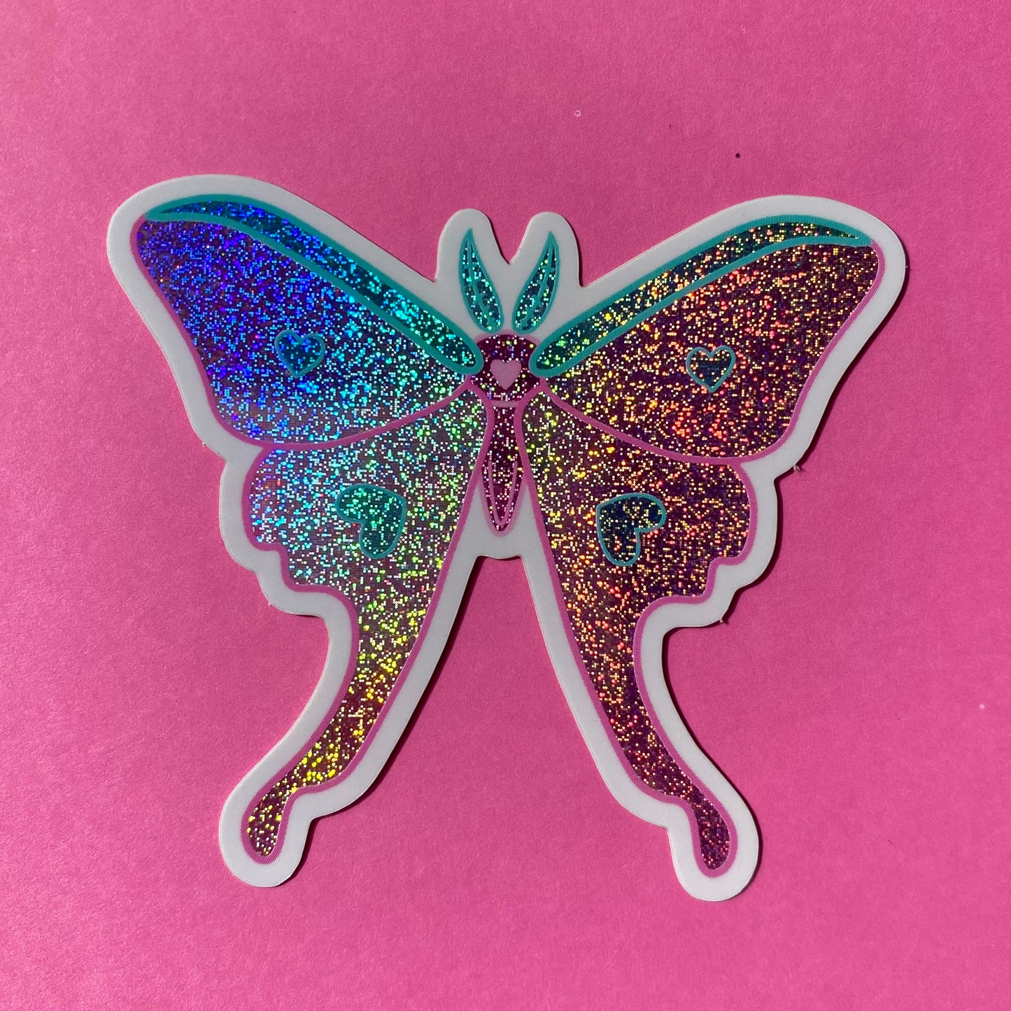 Love Luna Moth Sticker - Holographic Pixie Dust Sticker