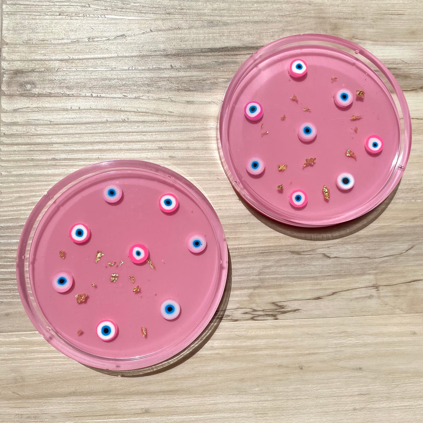 Pink Evil Eye Coaster Set