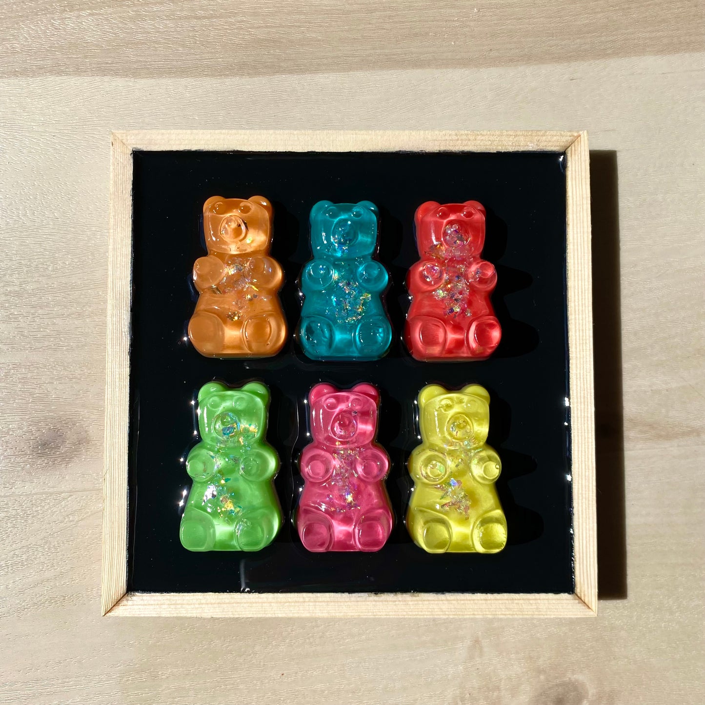 Black & Rainbow Gummy Bear Wall Art - 3D Pop Art Wall Decor