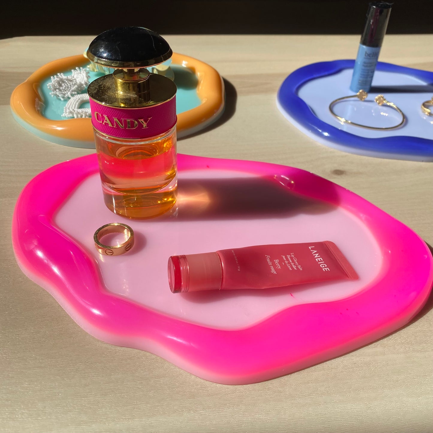 Pink Color Block Blob Tray