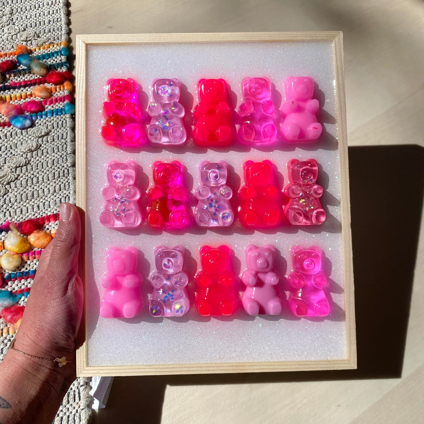 Pink Gradient Gummy Bear Wall Art - 3D Pop Art Wall Decor