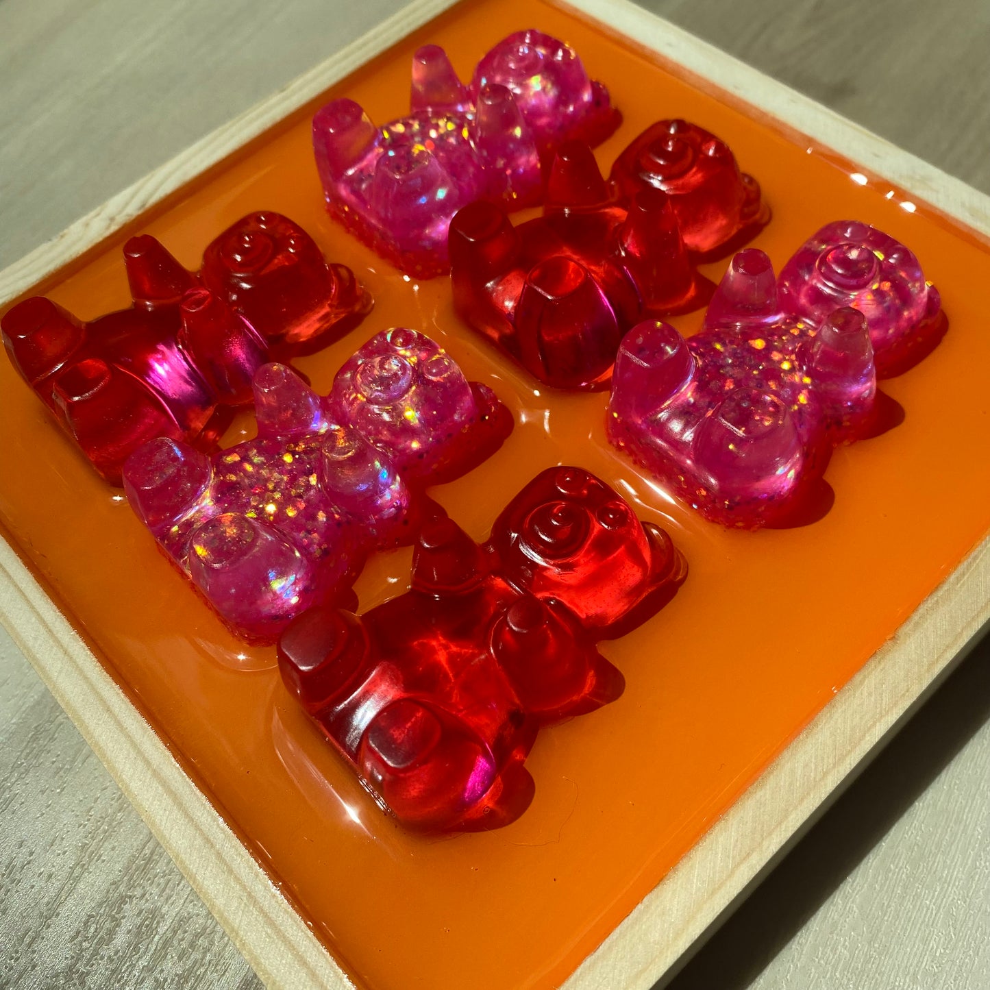 Pink & Orange Gummy Bear Wall Art - 3D Pop Art Wall Decor