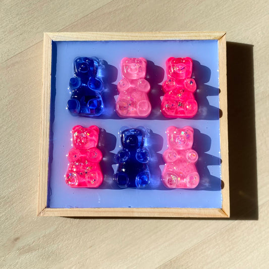 Periwinkle & Pink Gummy Bear Wall Art - 3D Pop Art Wall Decor